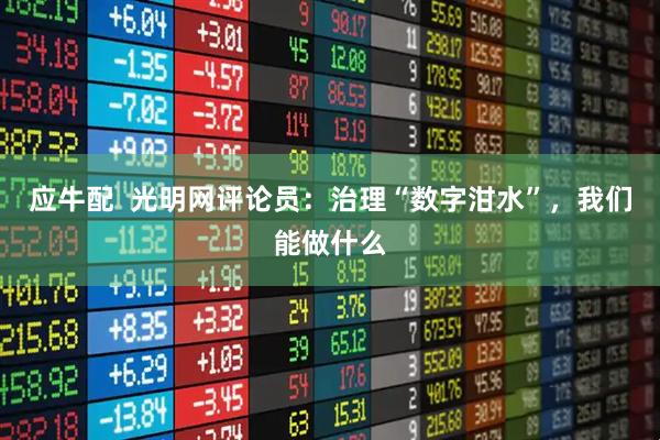 应牛配  光明网评论员：治理“数字泔水”，我们能做什么